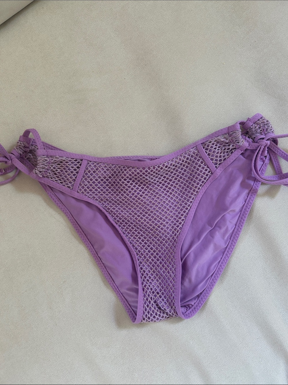 Women’s Purple Mesh side tie  Bikini Bottoms